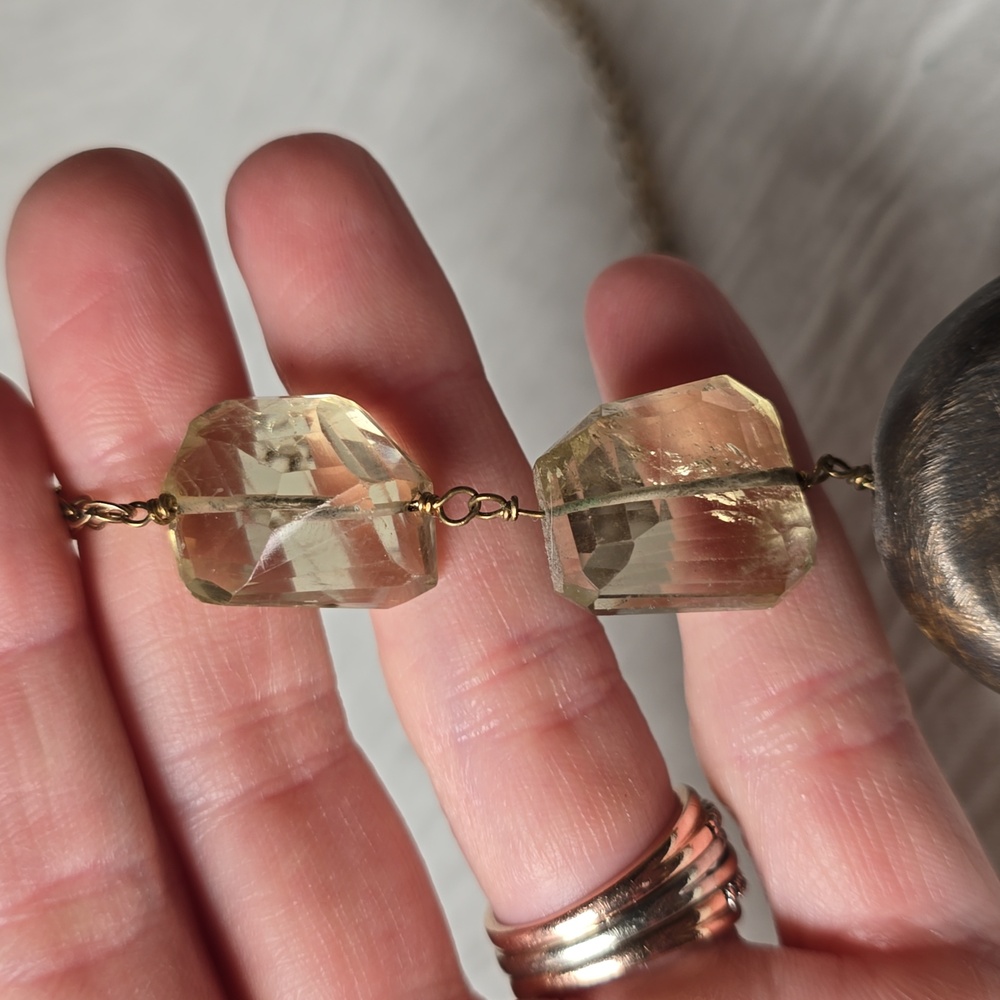 Brass and Lemon Quartz Necklace - Picture 5 of 5